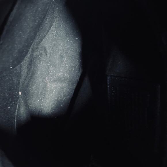 Vintage Y2k Coach Signature Stripe Logo Shoulder Bag Zip Top Canvas Black Gray - Picture 16 of 16